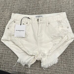 White glamorous jean shorts petite